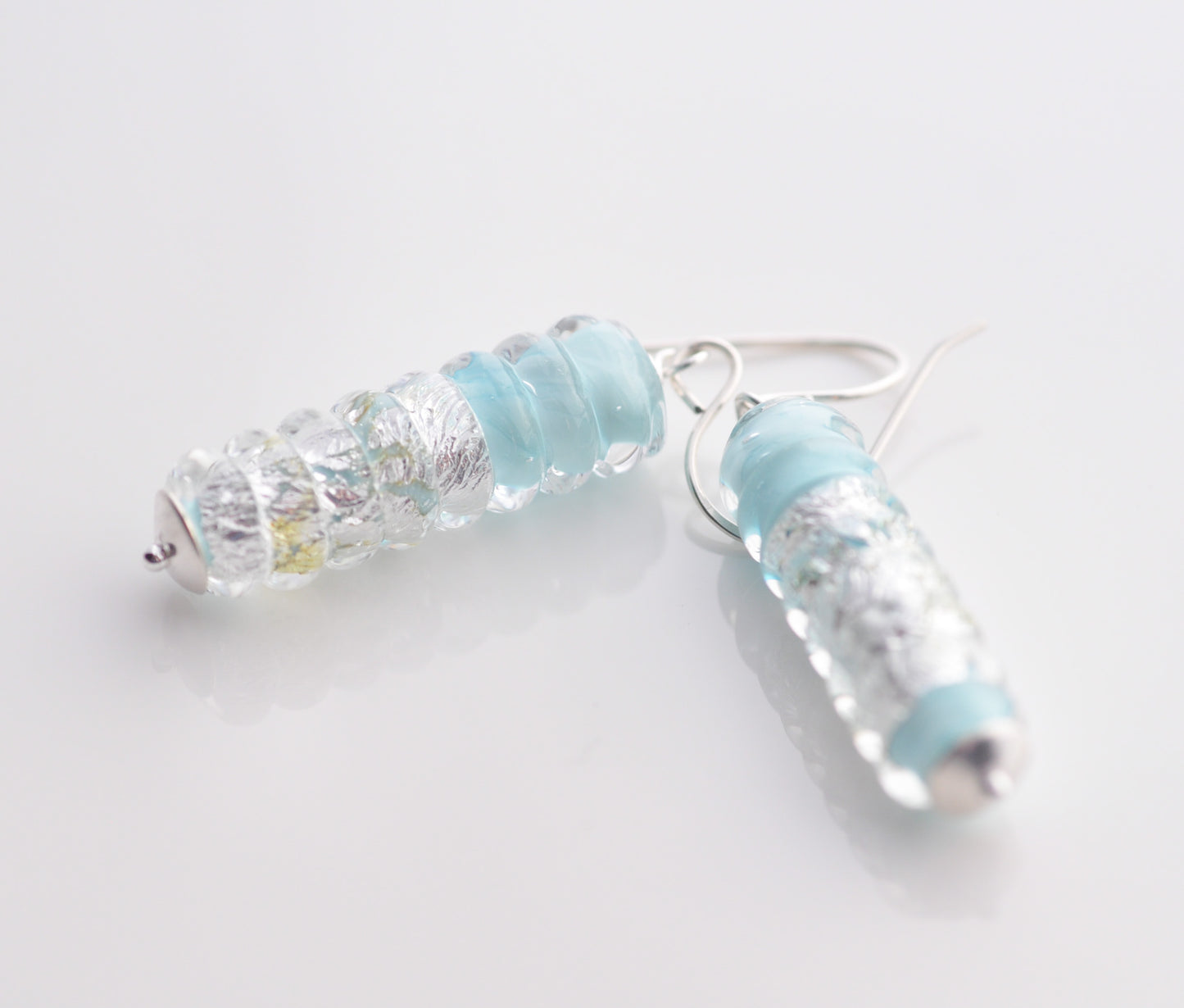 Earrings: Silver foil tube