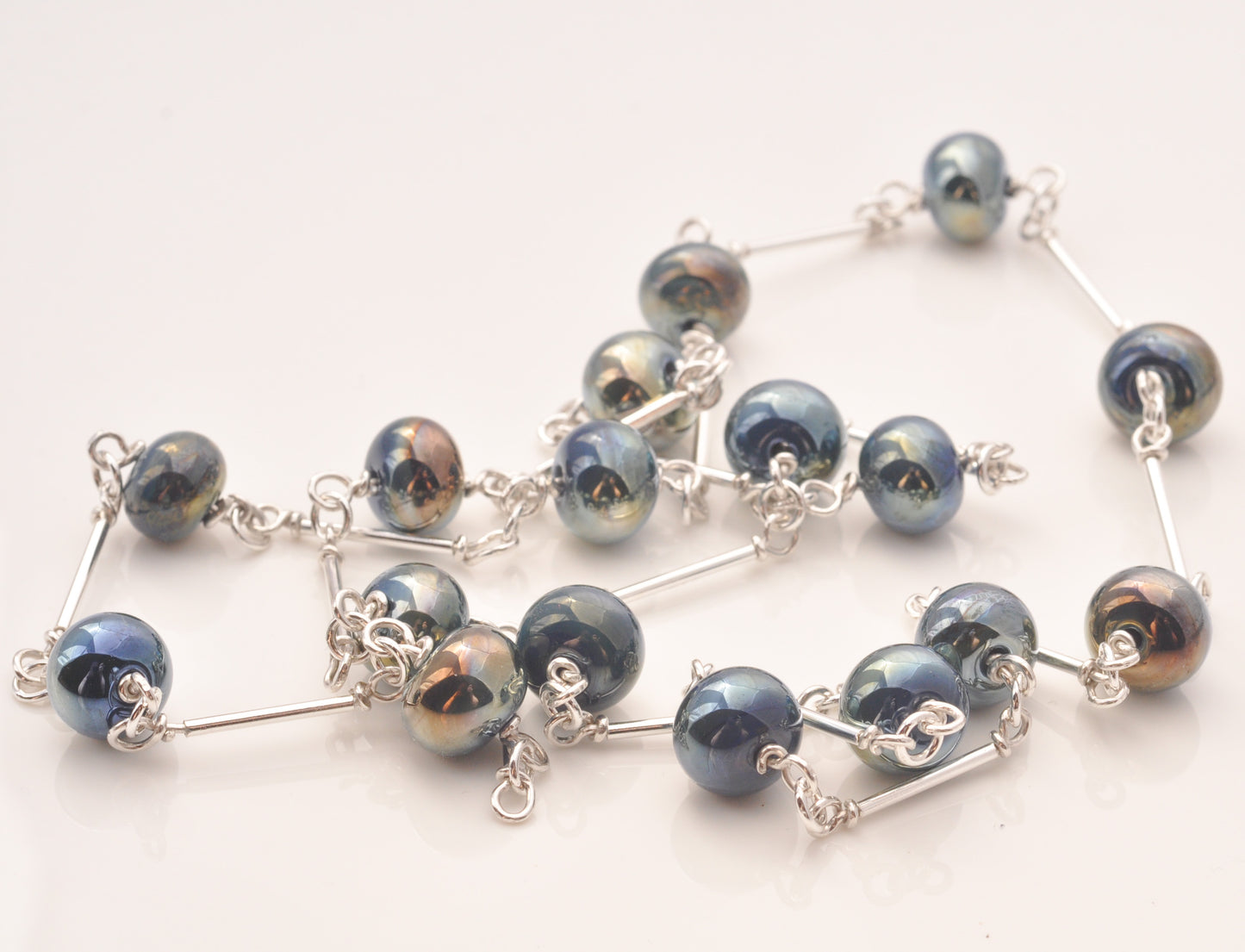 Mini-bead necklace - Iris blue