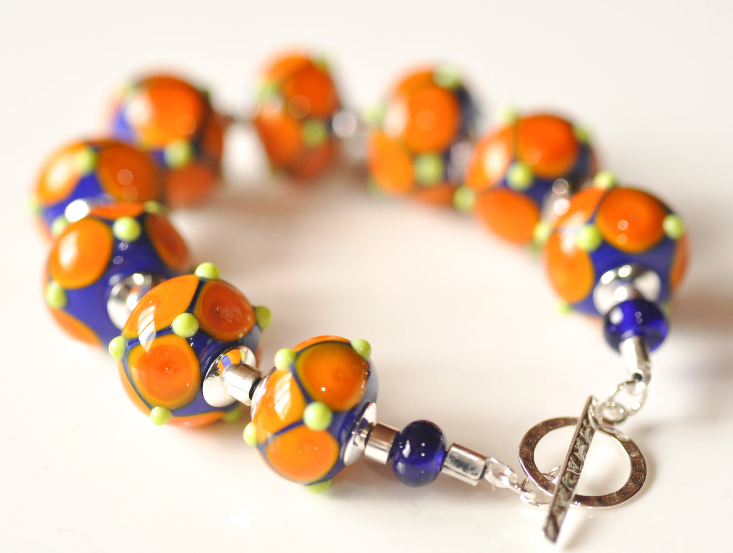 Sterling silver tube bead bracelet: Fruit Punch