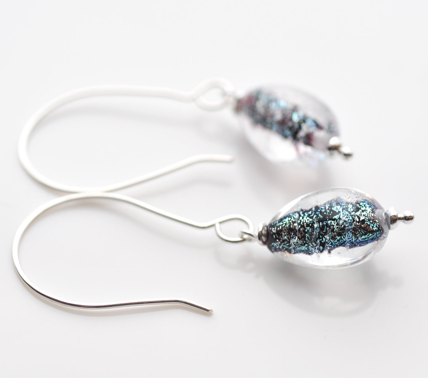 Earrings: Dichroic drops