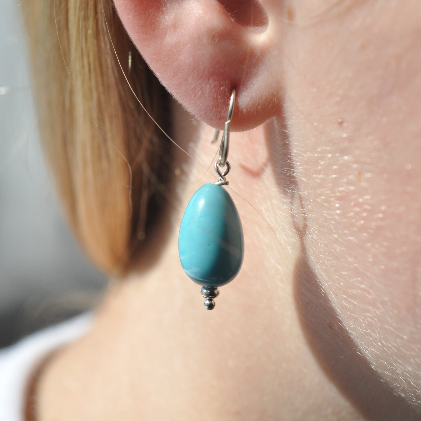 Earrings: Turquoise drops
