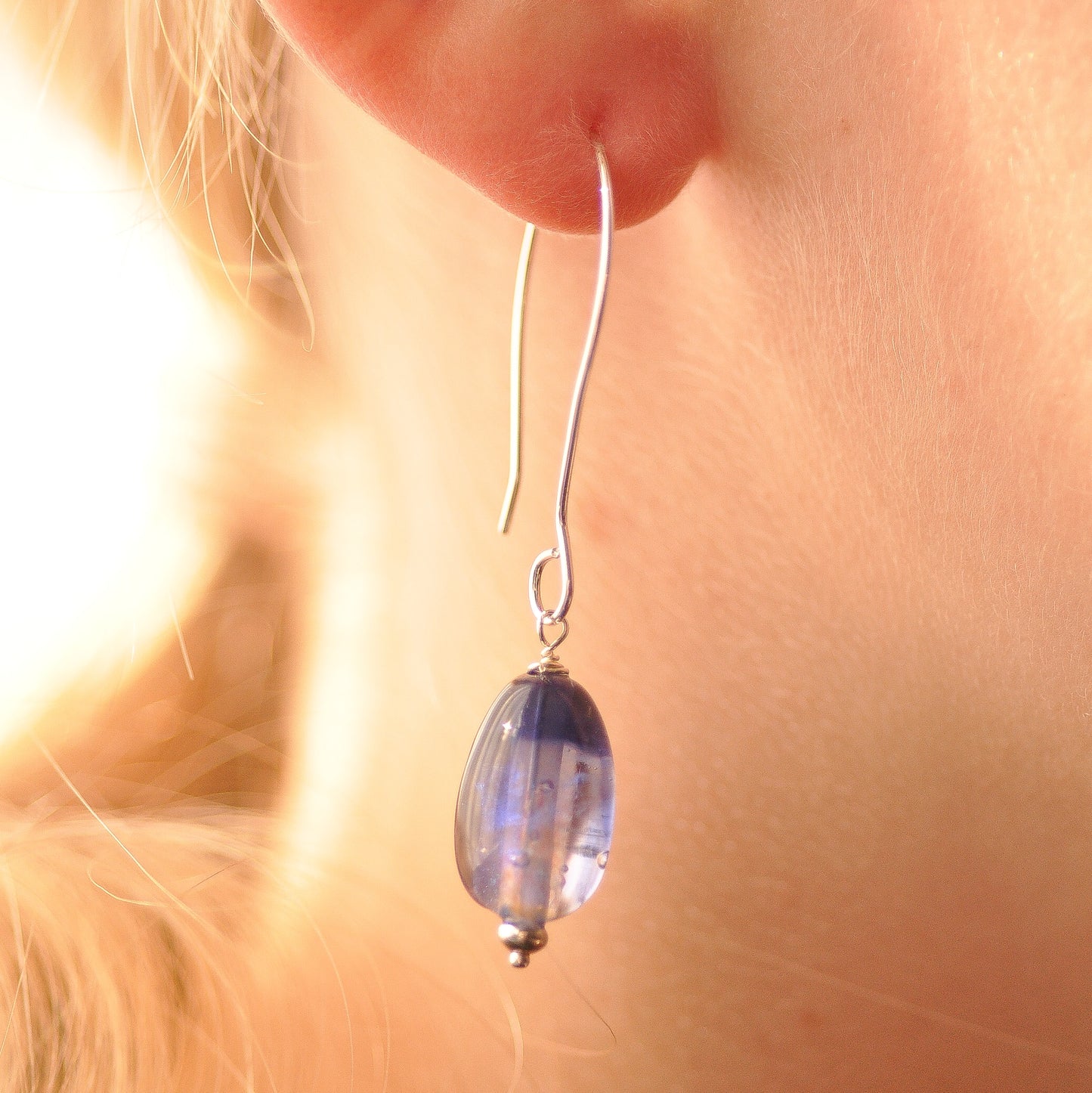 Earrings: Dichroic drops