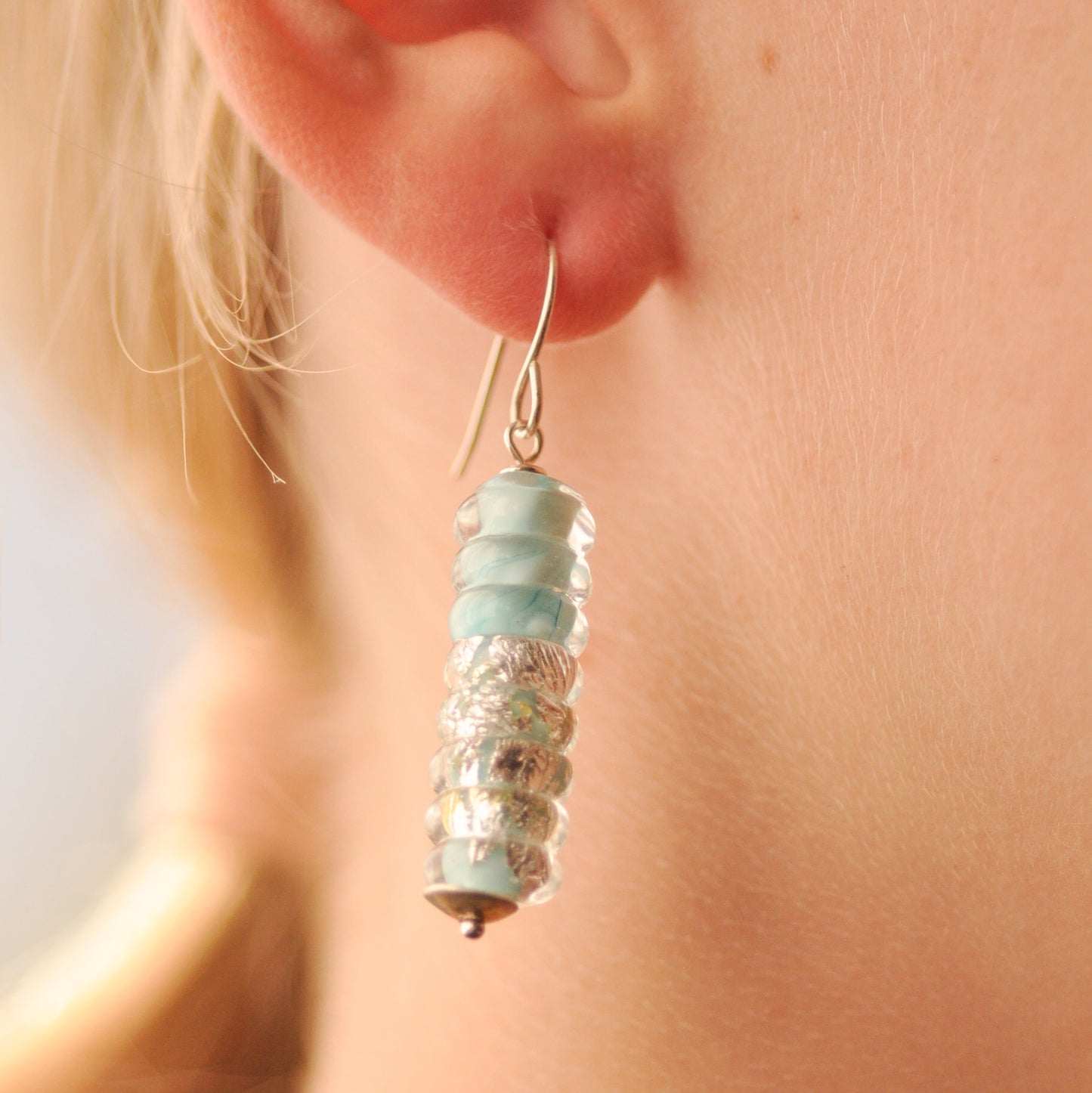 Earrings: Silver foil tube