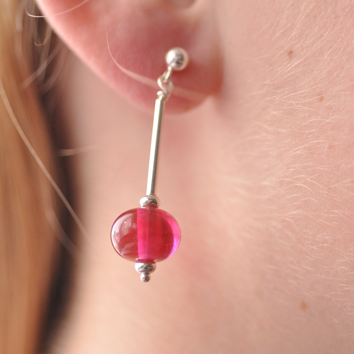 Earrings: Sterling silver tube