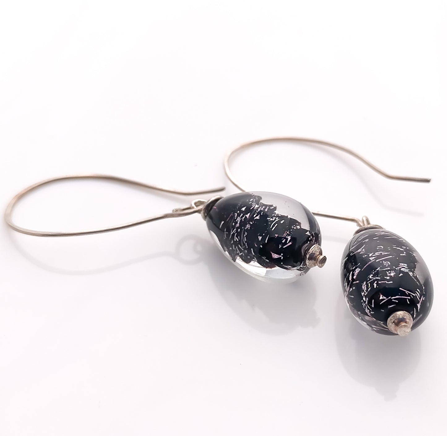 Earrings: Dichroic drops