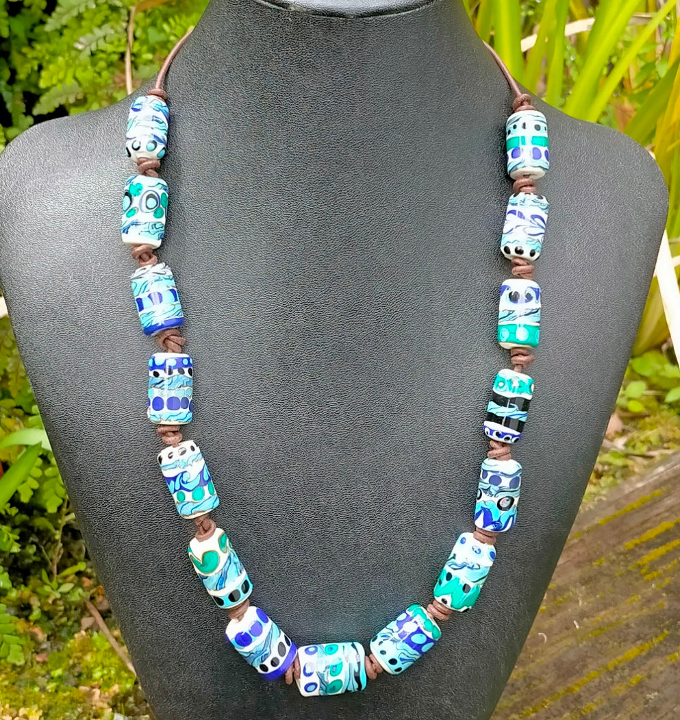Tribal style beads: Blue, Turquoise, Green