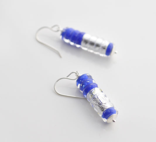 Earrings: Silver foil tube