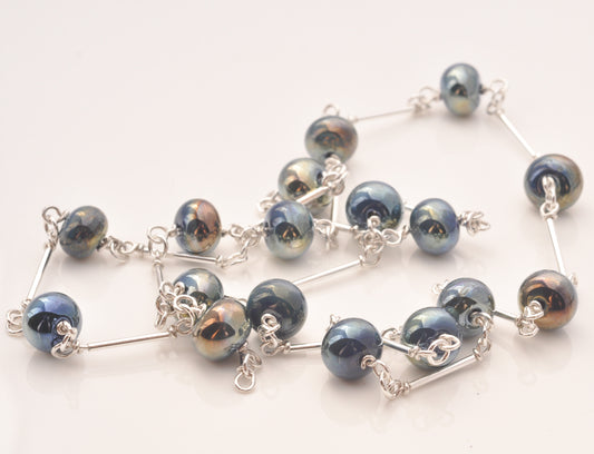 Mini-bead necklace - Iris blue