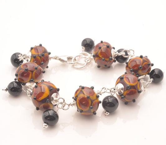 Charm Bracelet: Brown and Black zig zag