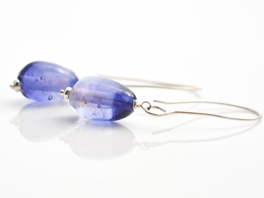 Earrings: Dichroic drops