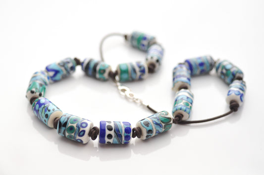 Tribal style beads: Blue, Turquoise, Green