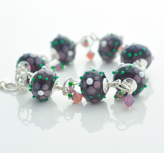 Charm Bracelet: Purple Daisies