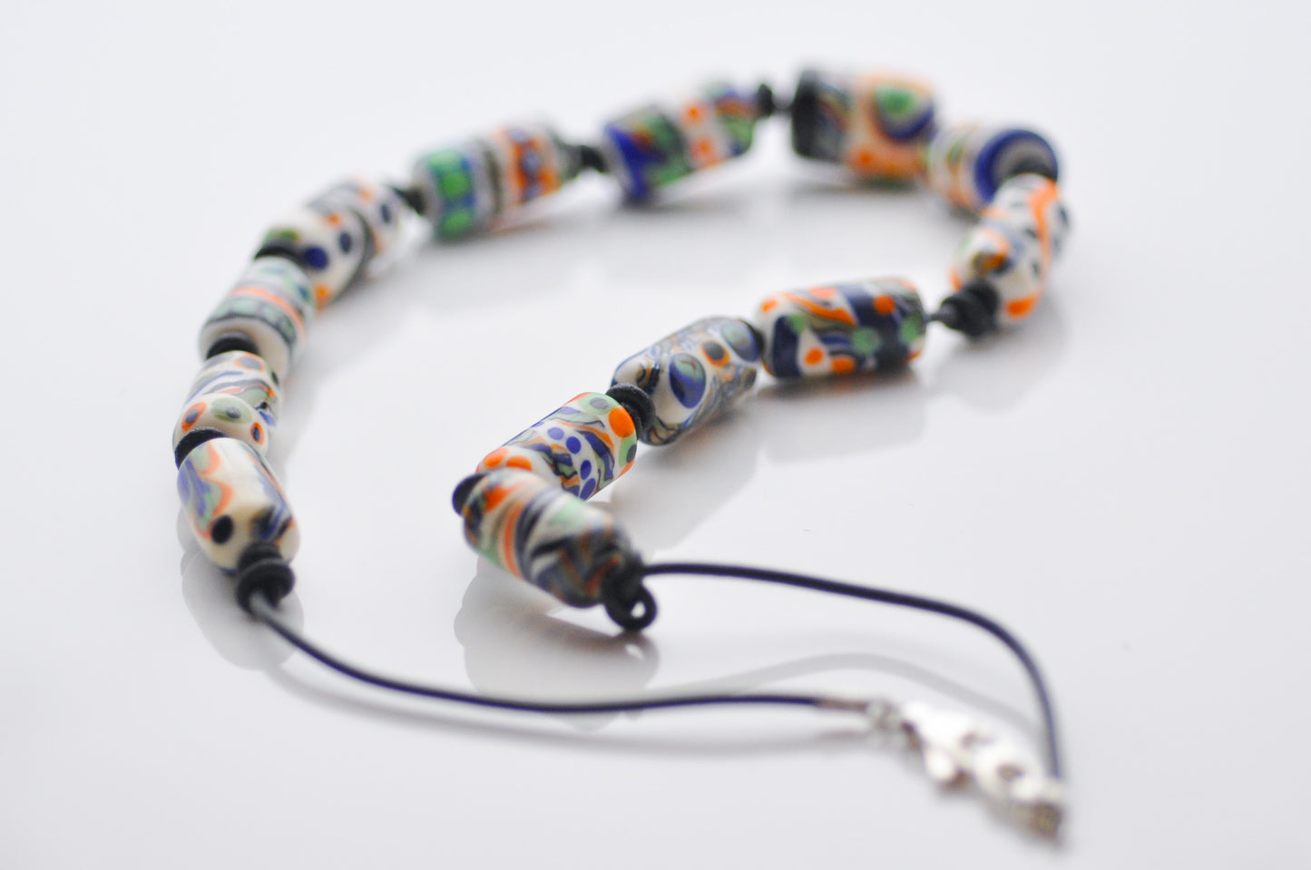 Tribal Style Beads: Orange, Blue, Green