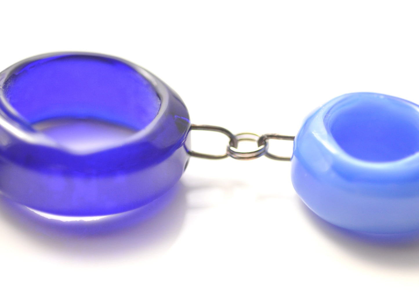 Glass Ring Necklace: Shades of Blue