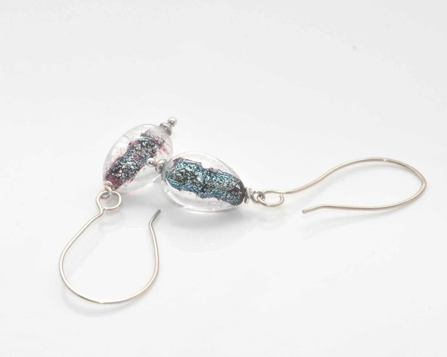 Earrings: Dichroic drops