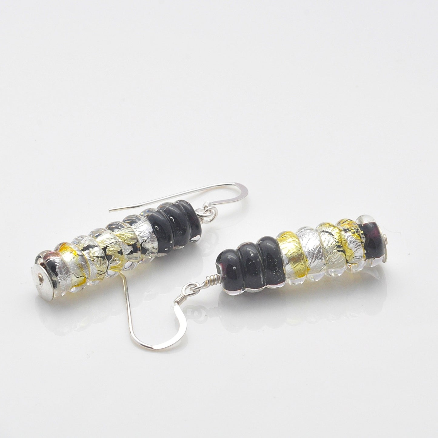 Earrings: Silver foil tube