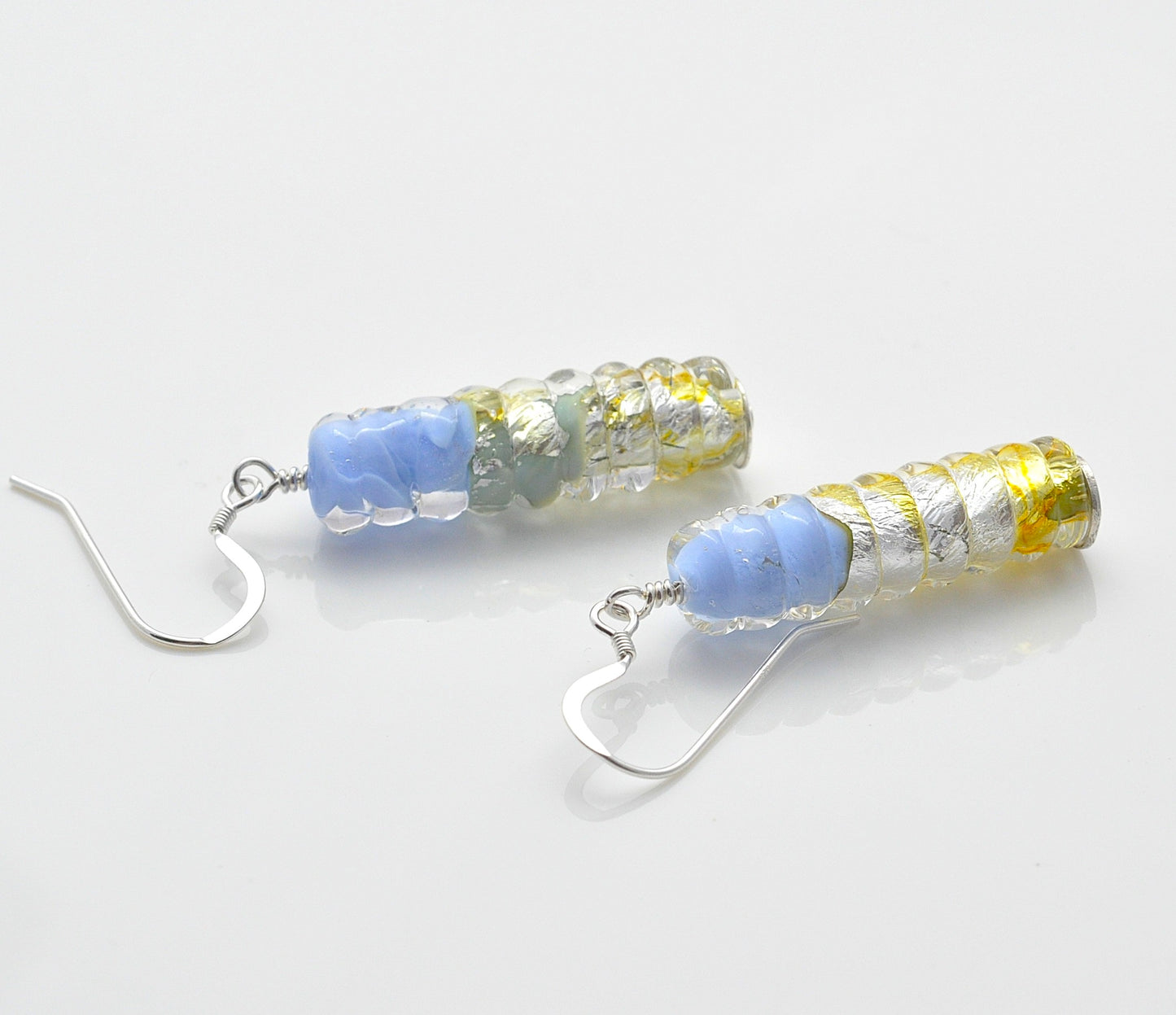 Earrings: Silver foil tube