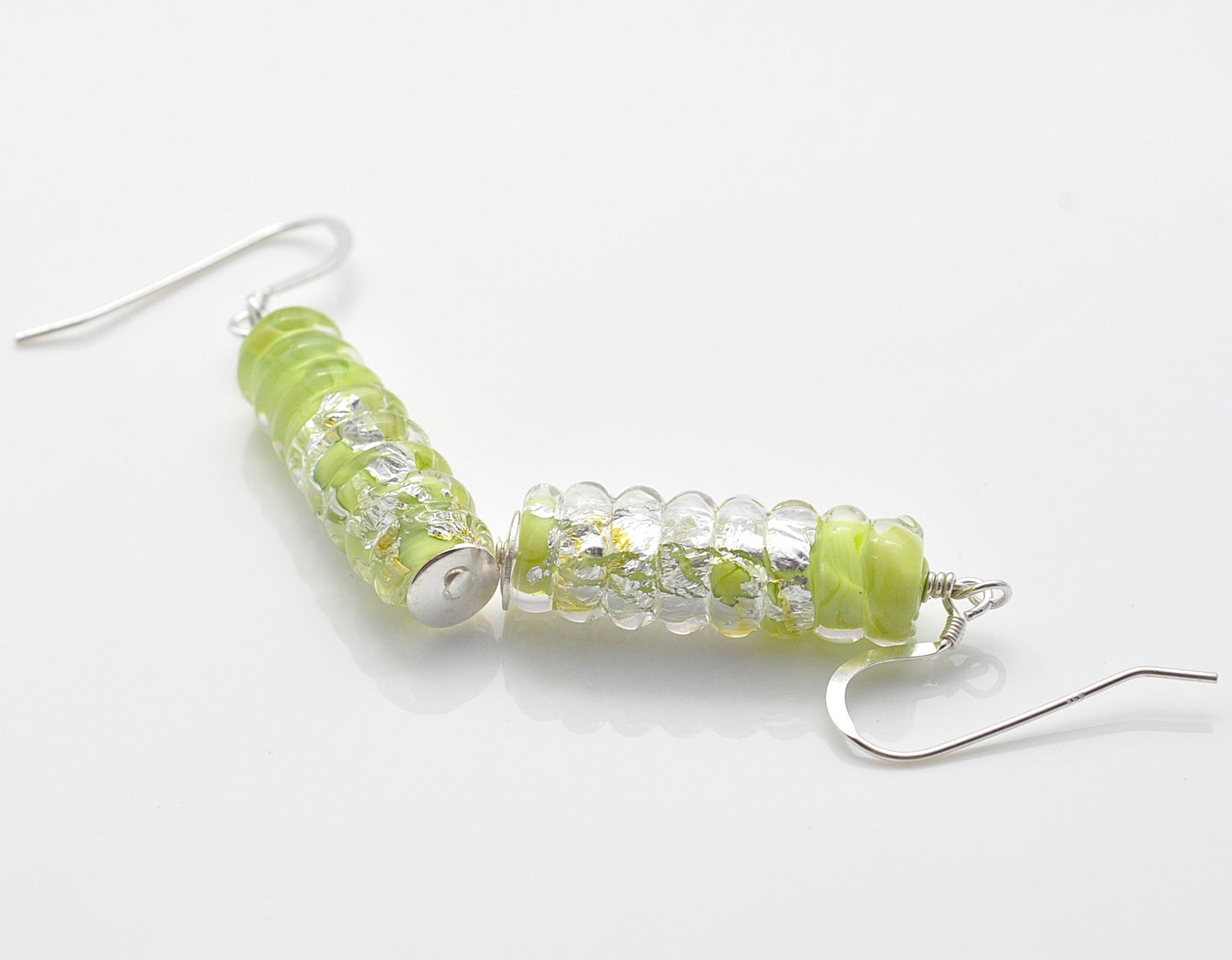 Earrings: Silver foil tube